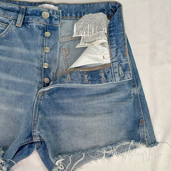Zara High-Rise Button Fly Denim Cut Off Shorts Size 6 - Picture 7 of 12